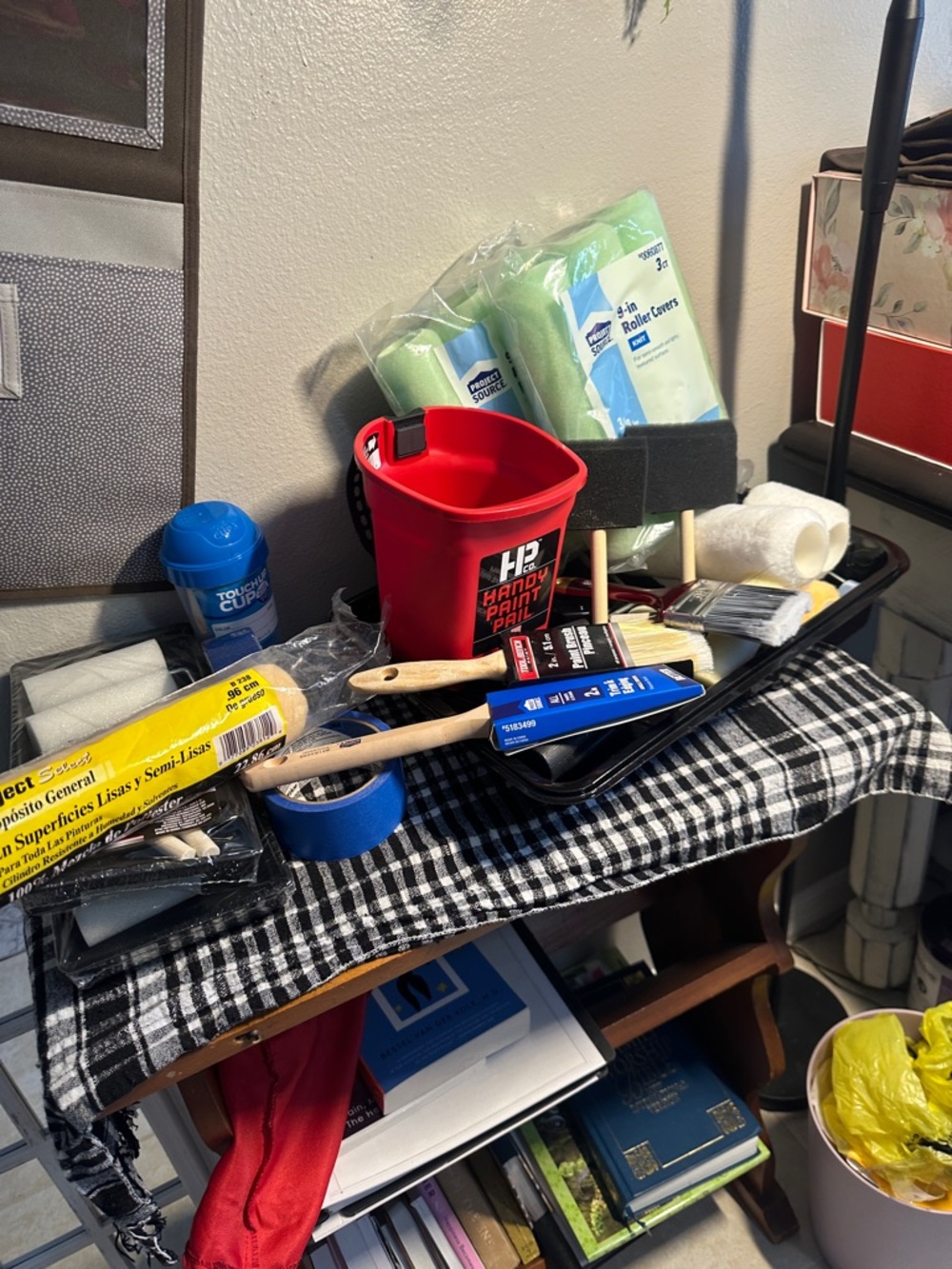 Painting Tool Kit with Red Handy Paint Pail and Brushes over 30 new items